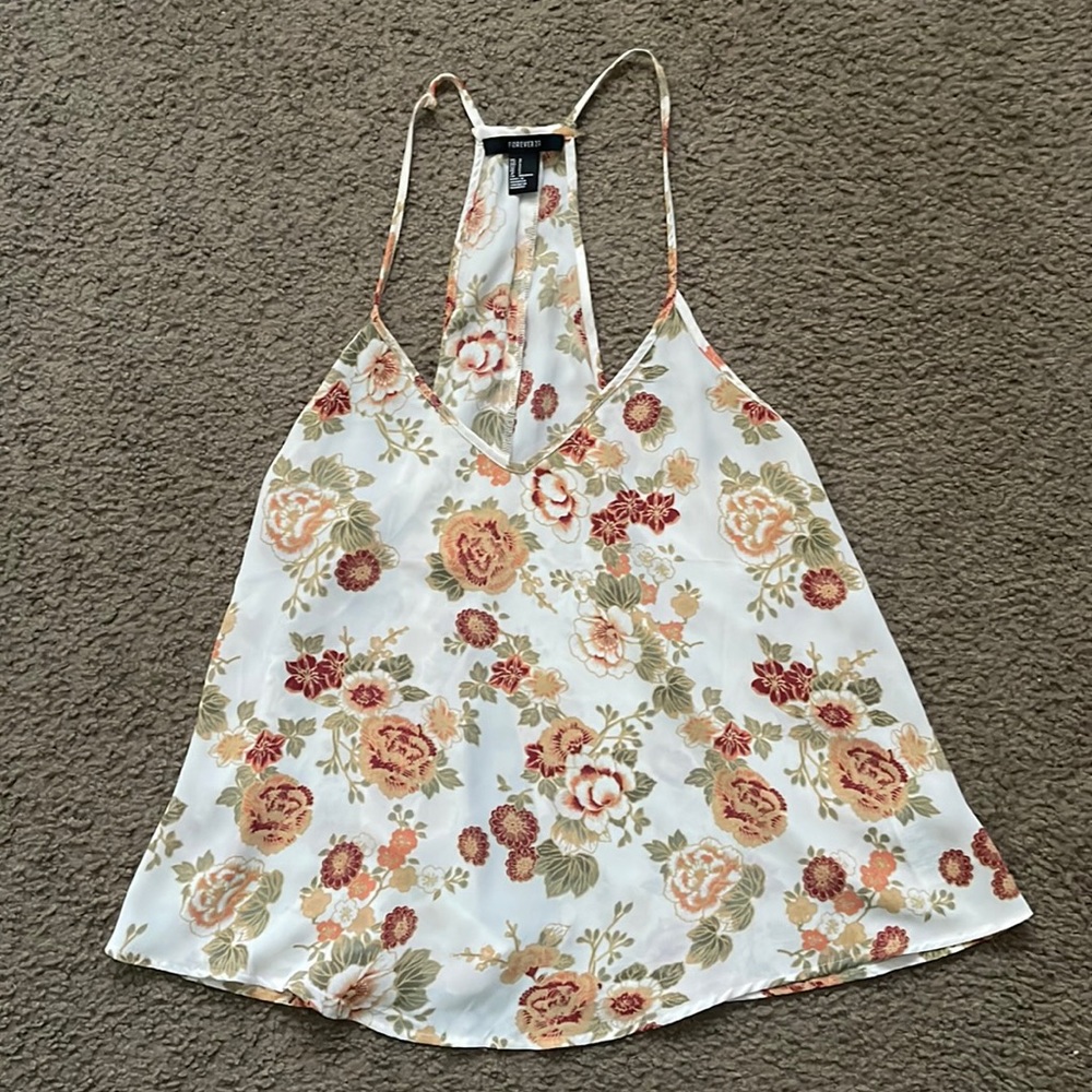 Floral open back tank top